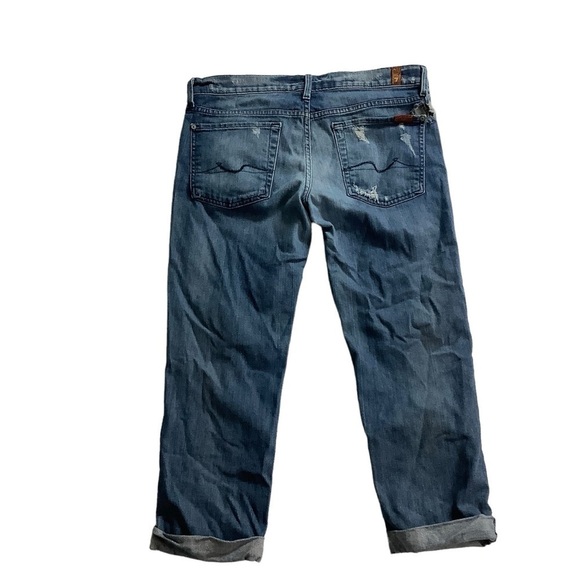 7 For All Mankind 7FAM Crop Straight Leg Jean Size 31 Flaw Distressed Cuffed - Picture 2 of 12